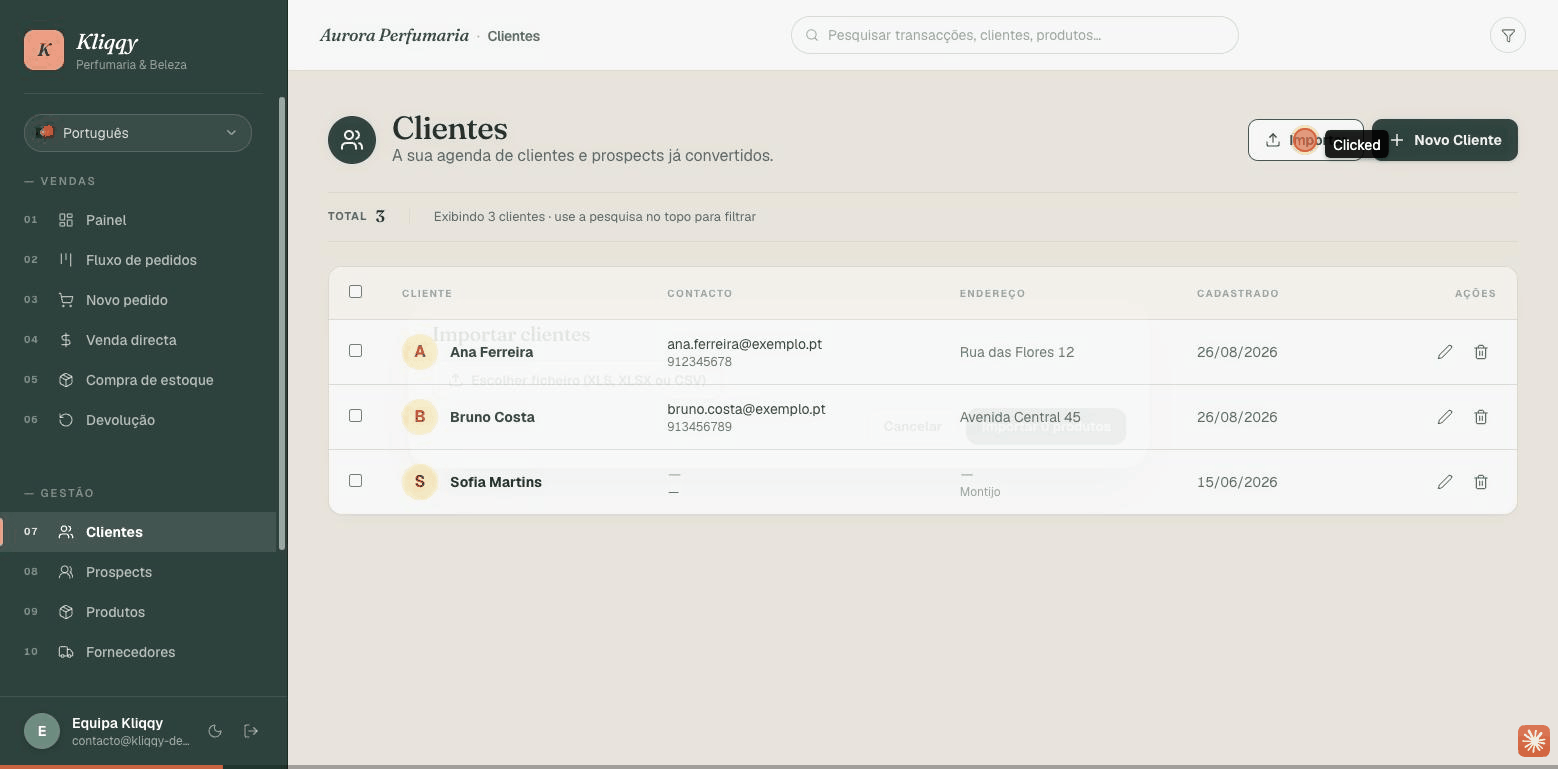 Importar clientes a partir de Excel/CSV